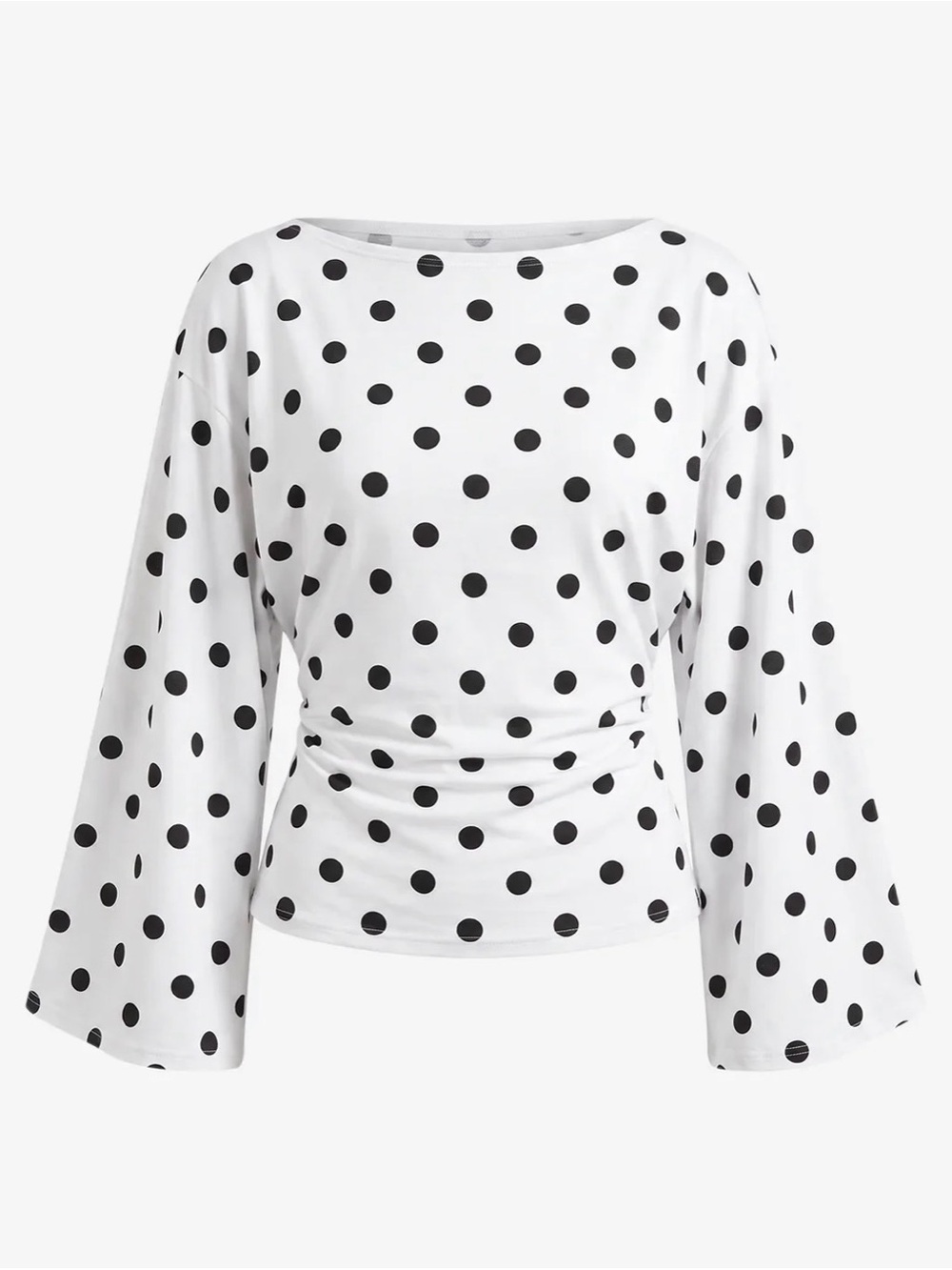 Polka Dot Bell Sleeve Blouse in Black & White